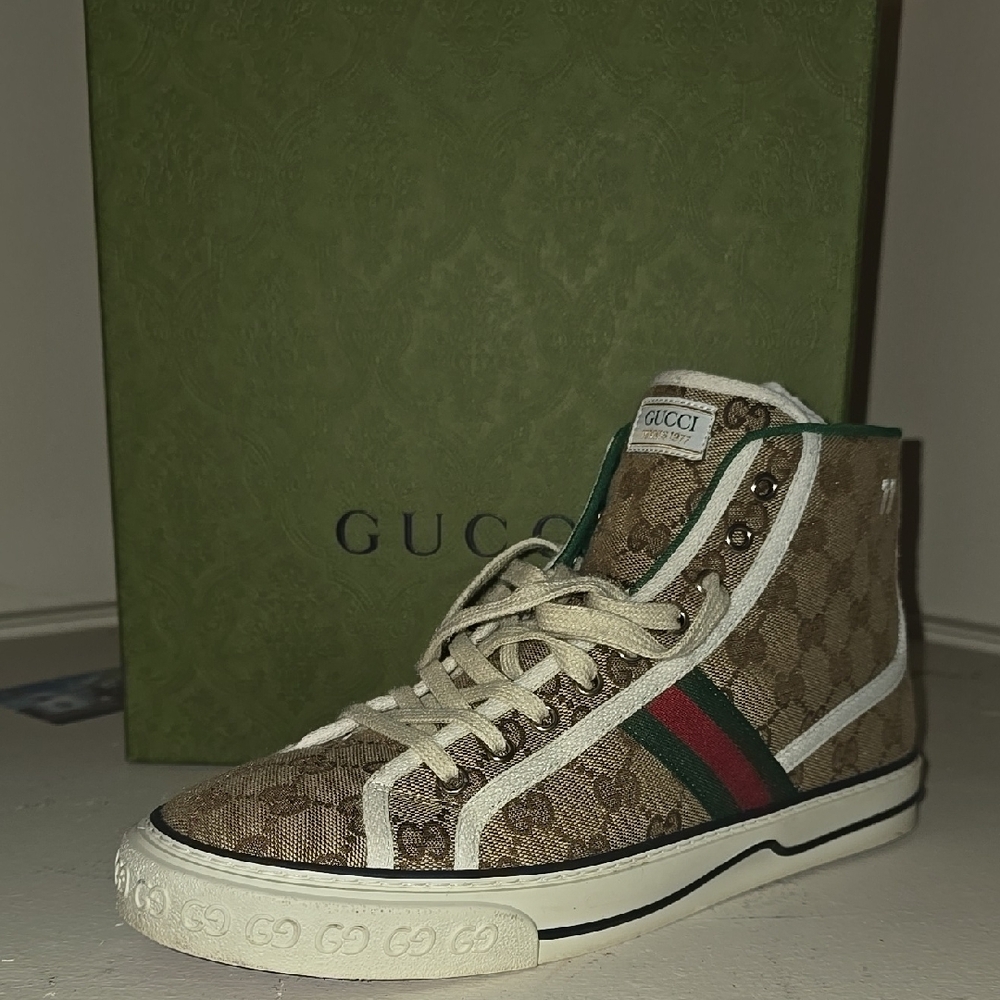Gucci Brown and Green High-Top Sneakers